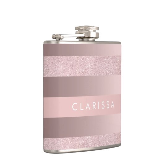 Eleganter RosengoldGlitter u. erröten rosa Flachmann (Rechts)