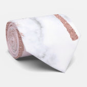 Eleganter RosengoldGlitter u. weißes Marmormuster Krawatte (Gerollt)
