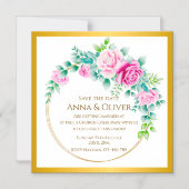 Eleganter Rosengoldkranz Save the Date Magneteinladung (Vorderseite)