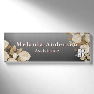 Eleganter Rosengradient-Schimmer Grau Namenschild