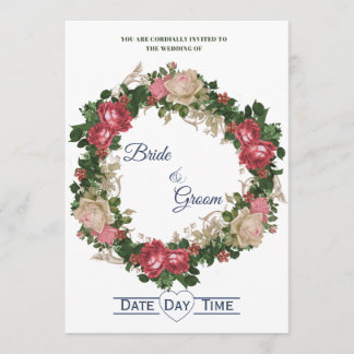 Eleganter Rosenkranz Hochzeits Einladung