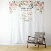Eleganter Rosenrosen Eukalyptus 16. Geburtstag Wandteppich (Beispiel)
