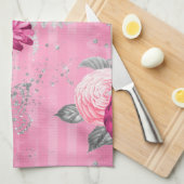 Eleganter Rosenschwarm Silberner Glitzer Schmetter Geschirrtuch (Viertel Falte)