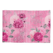 Eleganter Rosenschwarm Silberner Glitzer Schmetter Kissenbezug (Rückseite)