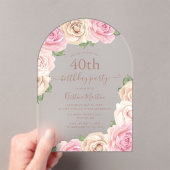Eleganter Rosenstrahl, Blumenarsch, 40. Geburtstag Acryleinladungen (Insitu (Handheld))