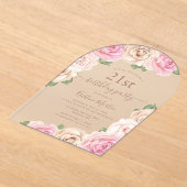 Eleganter Rosenstrahl, Blumenstrauß, 21. Geburtsta Acryleinladungen (Ablage )