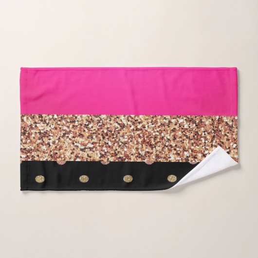 Eleganter Rosenstreifen Glitzer Polka Dots Badhandtuch Set (Handtuch)