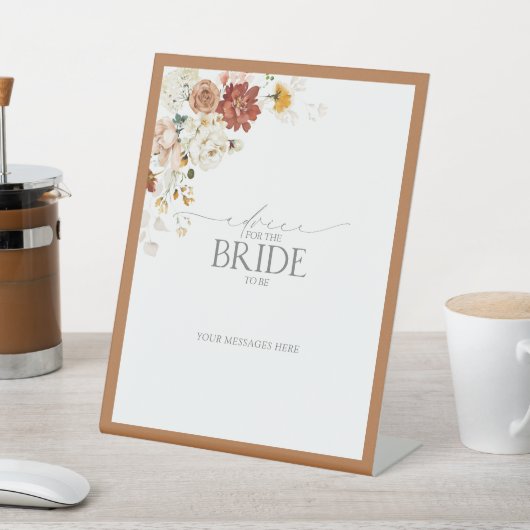 Eleganter Rost Orange Blumenberater für die Braut Sockelschild (In SItu)