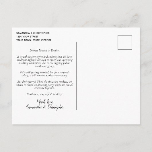 Eleganter Rost Orange Blumenwechsel bei Hochzeitsp Ankündigungspostkarte (Rückseite)