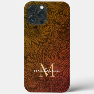 Eleganter Rost Orange Gold Blumen Script Monogramm Case-Mate iPhone Hülle