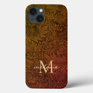 Eleganter Rost Orange Gold Blumen Script Monogramm Case-Mate iPhone Hülle