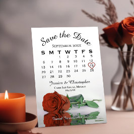 Eleganter Rost Orange Rose Hochzeitskalender Save The Date