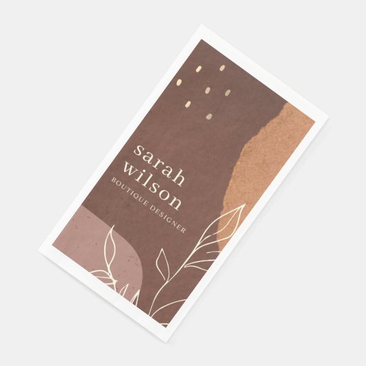 Eleganter rostfreier Abstrakt-brauner Orangenblätt Serviette (Ecke)