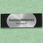 Eleganter, rostfreier Silber Oval Black Text Namenschild