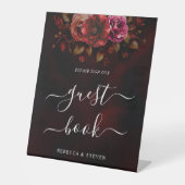 Eleganter Rot-Blütenblütenchic Hochzeitsstimmung Sockelschild (Vorderseite)