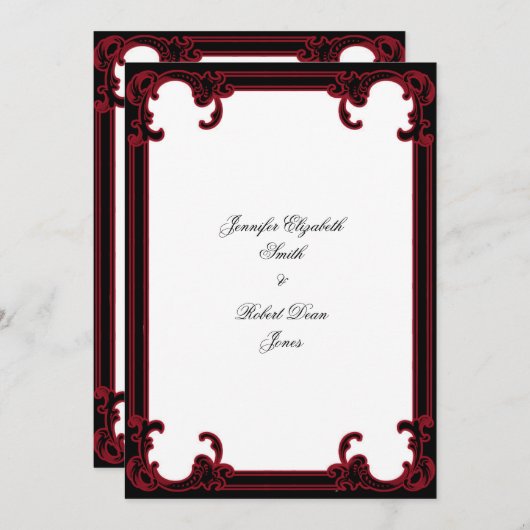Eleganter Rot-Gotischer Rahmen Einladung zur Hochz (Vorne/Hinten)