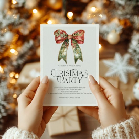 Eleganter Rot & Grün Weihnachten Einladen zum Feie