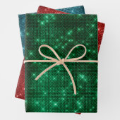 Eleganter rot-grüner Glitzer Weihnachten Geschenkpapier Set (Beispiel)