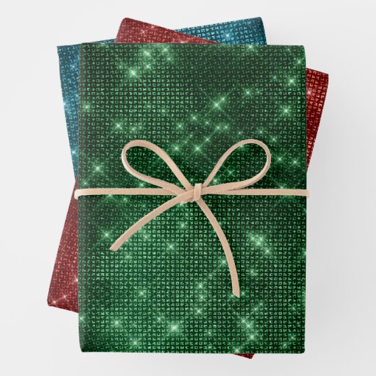 Eleganter rot-grüner Glitzer Weihnachten Geschenkpapier Set (Beispiel)