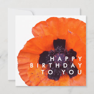 Eleganter Rot-Orange-Mohn-Blumen-Geburtstag Karte