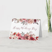 Eleganter Rot-Rot-Rosa-Flora-Chic Happy Wedding Da Karte (Vorderseite)