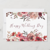 Eleganter Rot-Rot-Rosa-Flora-Chic Happy Wedding Da Karte (Vorderseite)