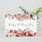 Eleganter Rot-Rot-Rosa-Flora-Chic Happy Wedding Da Karte (Stehend Vorderseite)