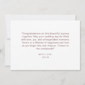 Eleganter Rot-Rot-Rosa-Flora-Chic Happy Wedding Da Karte (Rückseite)