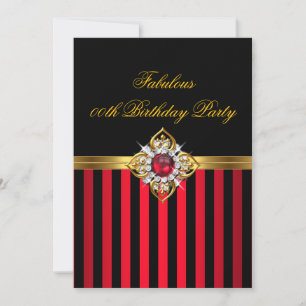 Eleganter Rot Schwarz Streifen Gold Rot Perle Gebu Einladung