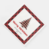 Eleganter Rot-Schwarzer Tartan-Weihnachtsbaum Serv Serviette (Ecke)