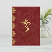 Eleganter Rot u. GoldVinayaka Hochzeits-Entwurf Einladung (Stehend Vorderseite)