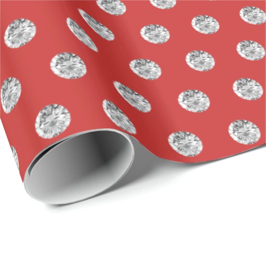 Eleganter Rot- und Diamantenmuster-Chic Geschenkpapier (Rolleneckpunkt)