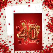 Eleganter Rot und Gold gestreift 40. Geburtstag