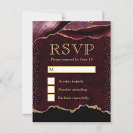 Eleganter Rot- und Gold-Imitat Glitzer RSVP Karte
