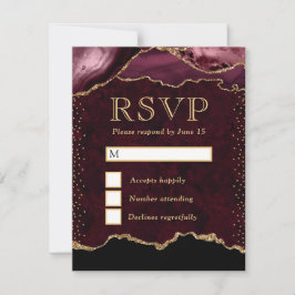 Eleganter Rot- und Gold-Imitat Glitzer RSVP Karte