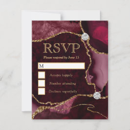 Eleganter Rot- und Gold-Imitat Glitzer RSVP Karte