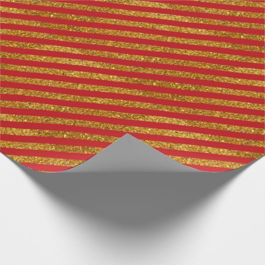Eleganter Rot- und Goldstreifen mit diagonalen Str Geschenkpapier (Ecke)