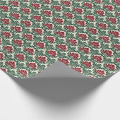 Eleganter Rot- und Grüner Damasee Geschenkpapier (Ecke)