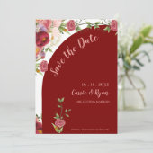 Eleganter Rot- und Pfirsichblumenbogen Save the Da (Stehend Vorderseite)