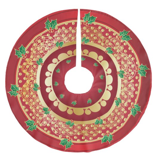 Eleganter Rot-und Polyester Weihnachtsbaumdecke (Vorderseite)