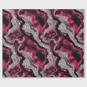 Eleganter Rot- und Silberner Glitzer Agate Birthda Geschenkpapier (Flach)
