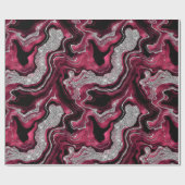 Eleganter Rot- und Silberner Glitzer Agate Birthda Geschenkpapier (Flach)