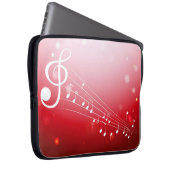 Eleganter Rot-Weiß-Musiknoten Hintergrund Laptopschutzhülle (Vorne Rechts)