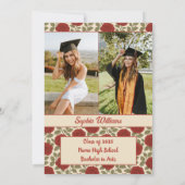 Eleganter Rote Rose Abschluss Einladung mit Fotos (Rückseite)