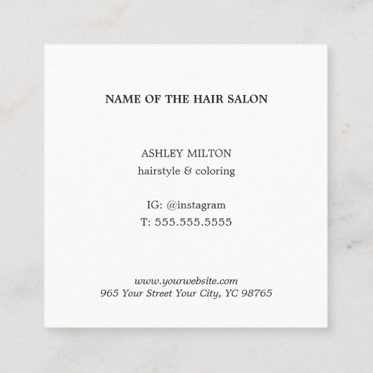 Eleganter Rote Rose Circle Friseur Quadratische Visitenkarte (Rückseite)