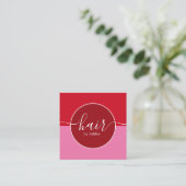 Eleganter Rote Rose Circle Friseur Quadratische Visitenkarte (Stehend Vorderseite)
