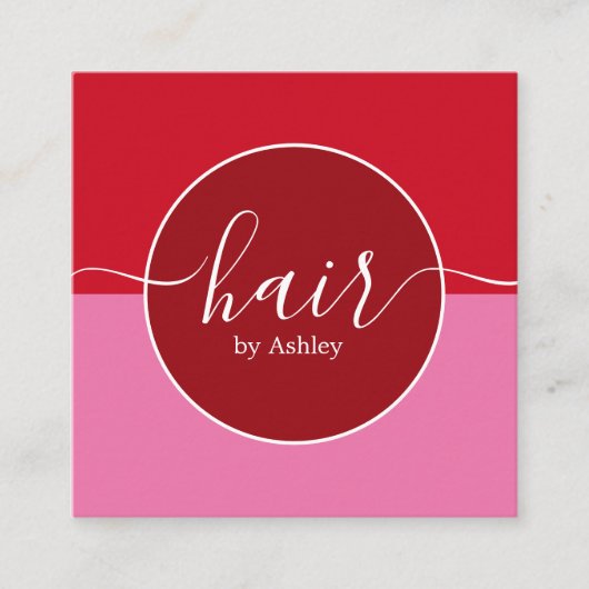 Eleganter Rote Rose Circle Friseur Quadratische Visitenkarte (Vorderseite)