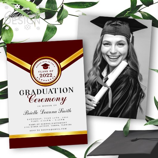 Eleganter Roter Abschluss Einladung