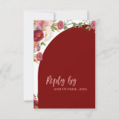 Eleganter Roter Arch Blush Peach Florals Wedding RSVP Karte (Vorderseite)