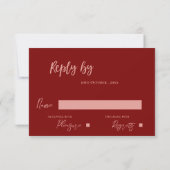 Eleganter Roter Arch Blush Peach Florals Wedding RSVP Karte (Rückseite)